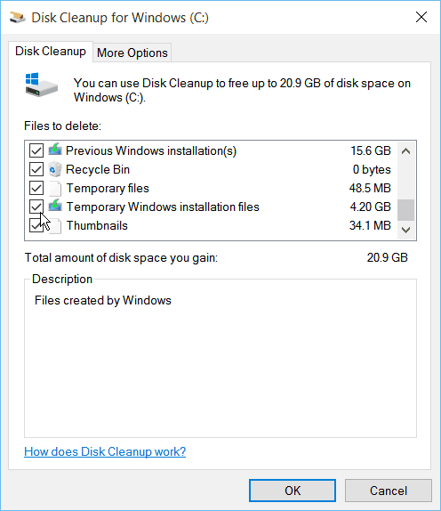 Disk Temizleme Windows 10