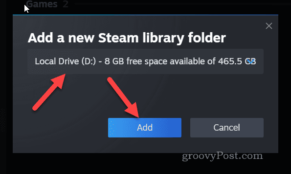 Yeni bir Steam kütüphane sürücüsü ekleyin
