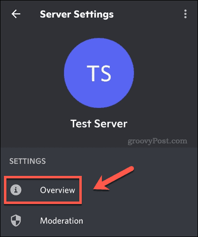 Discord mobilde sunucu ayarları menüsü