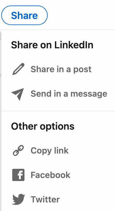 LinkedIn paylaşım seçeneklerinin resmi