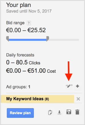 Google AdWords Anahtar Kelime Planlayıcı eşleme türü