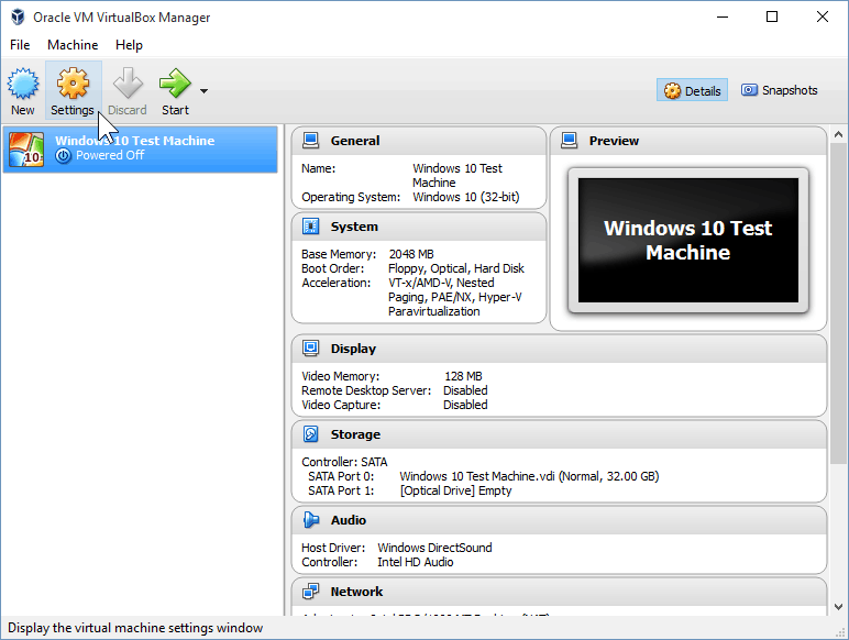 09 VirtualBox Ayarlarını Açma (Windows 10 Kurulumu)