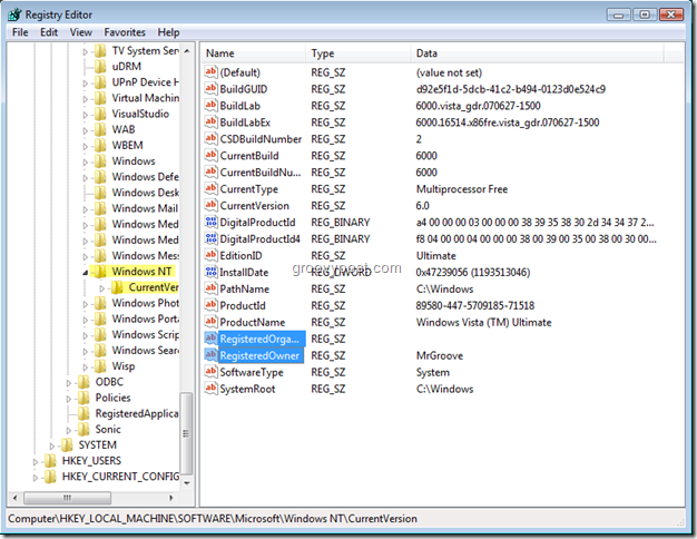 Windows Kayıt Defteri Düzenleyicisi Ekran Görüntüsü