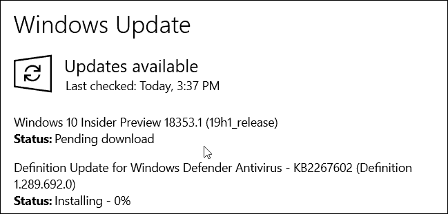 Windows 10 19H1 Derlemesi 18353