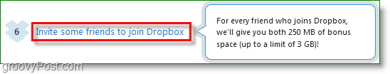 Dropbox ekran görüntüsü-arkadaşlarını davet ederek alan öğrenin