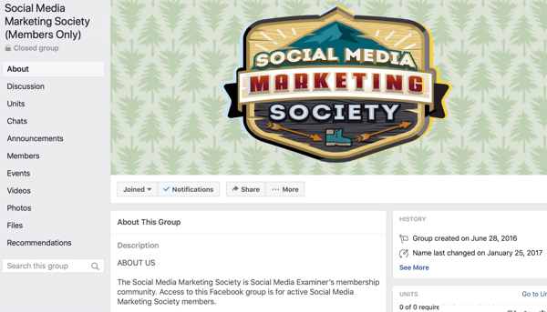 Facebook Grupları özellikleri nasıl kullanılır, Sosyal Medya Pazarlama Topluluğu için Facebook grup sayfası örneği