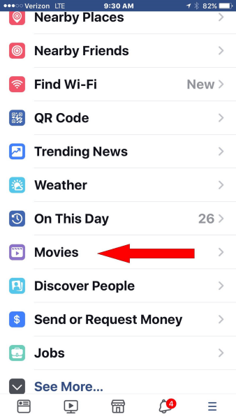 Facebook, mobil uygulamanın ana gezinme menüsüne özel filmler bölümü ekler.