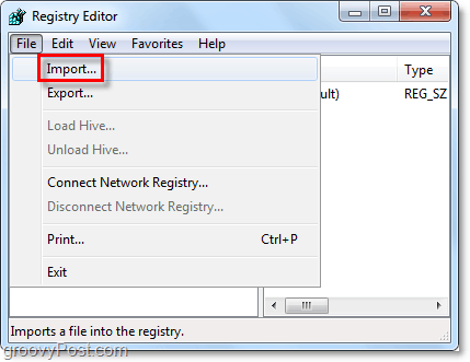 Windows 7 ve Vista'da kayıt defteri içe aktarma