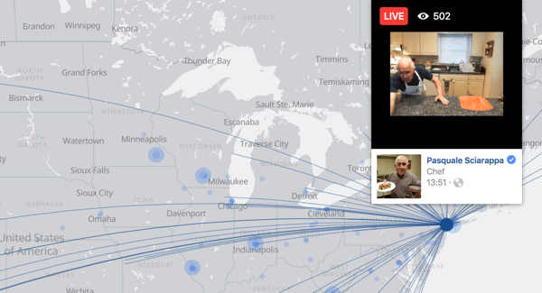 Facebook Live haritası, kullanıcıların dünya genelinde canlı video yayınlarını bulmasını kolaylaştırır.