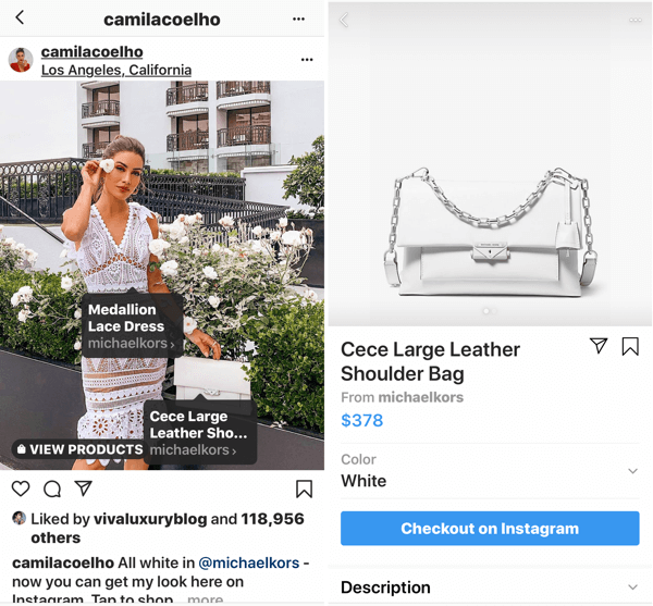 Instagram Creator, etiketli bir ortakla birlikte alışveriş yapılabilir gönderi.