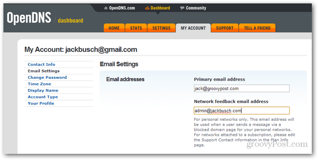 değişiklikleri değiştirme ağ yöneticisi e-posta adresi