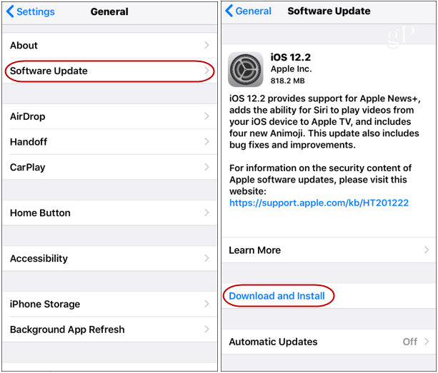 iOS 12.2 Güncellemesi