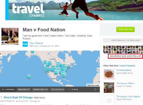 foursquare seyahat kanalı listeleri