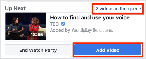 Facebook izleme grubuna daha fazla video eklemek için Video Ekle'yi tıklayın.