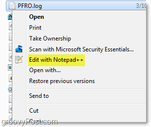 notepad ++ açmak için bağlam menüsünü kullanma