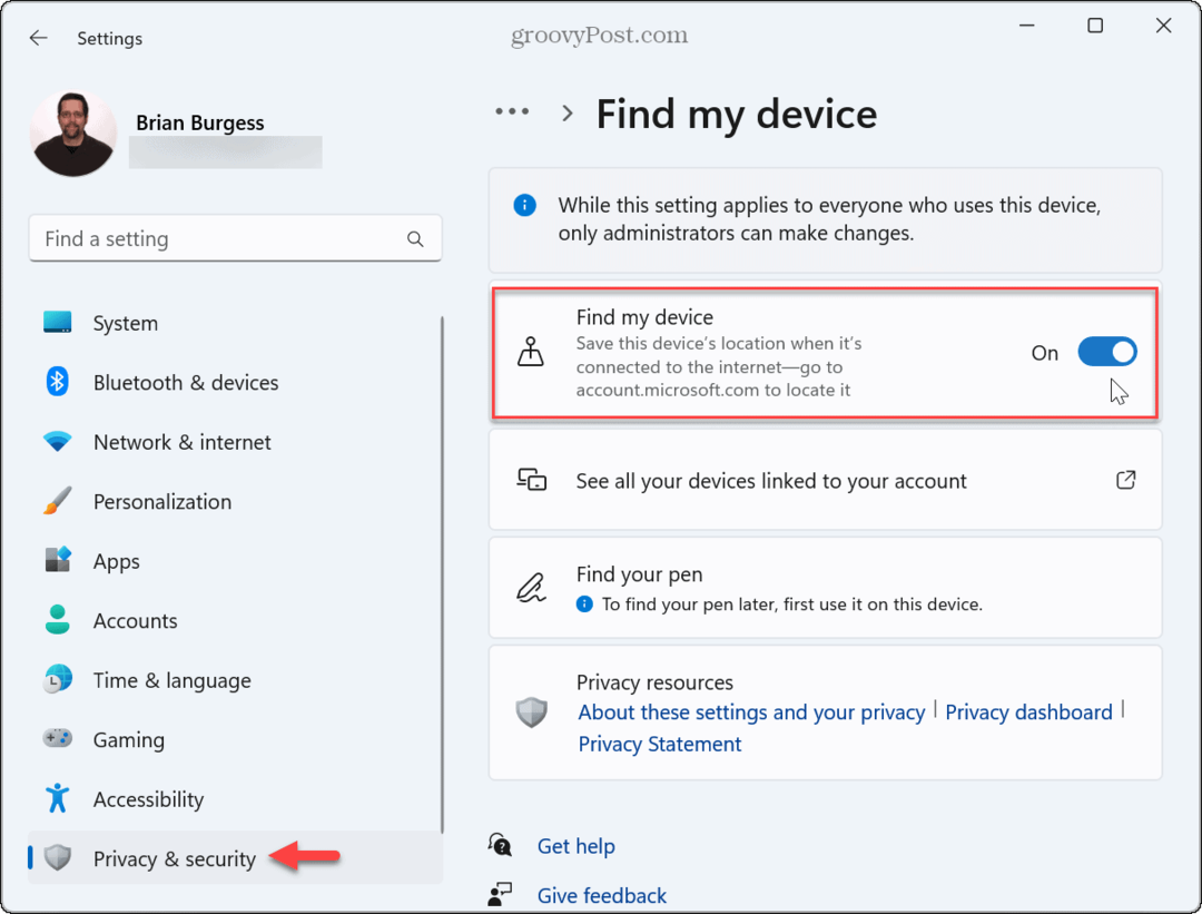 Windows 11'de Cihazımı Bul Nasıl Etkinleştirilir