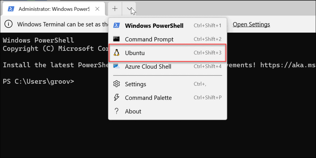PowerShell'den Ubuntu