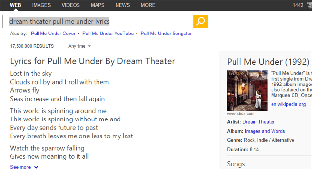 Google Copies Bing, Arama Sonuçlarına Şarkı Sözleri Ekler