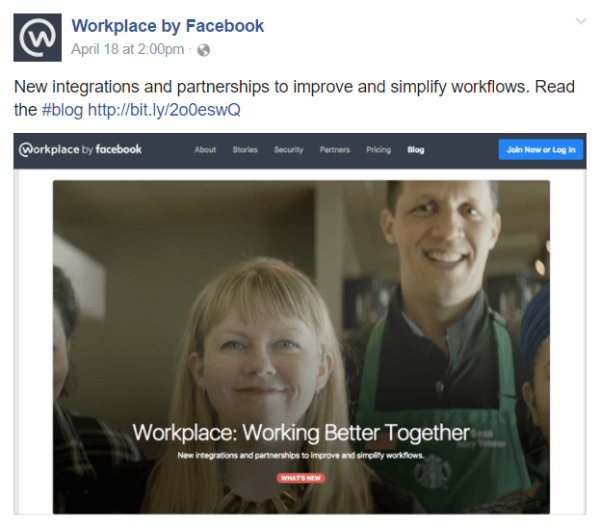 Facebook, Workplace by Facebook ekip iletişim aracı dahilinde birkaç yeni entegrasyon ve ortaklık duyurdu.