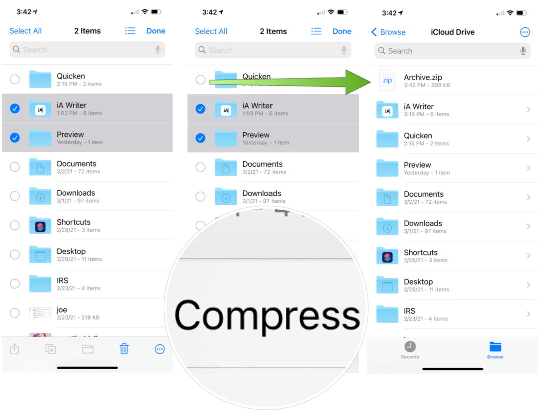 İPhone'da Zip Dosyaları Oluşturun ve Çıkarın Zip dosyası oluşturun