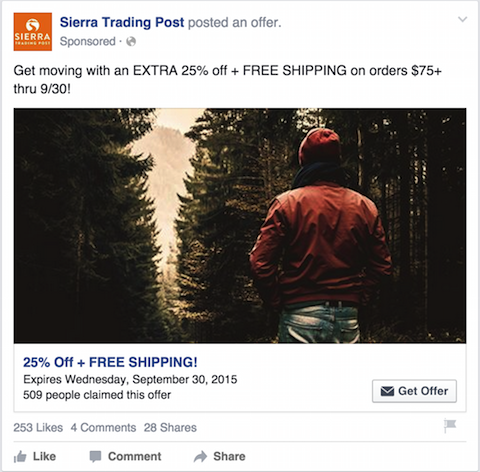 sierra trading post facebook reklamı