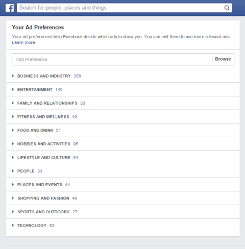 facebook reklam tercih kategorileri
