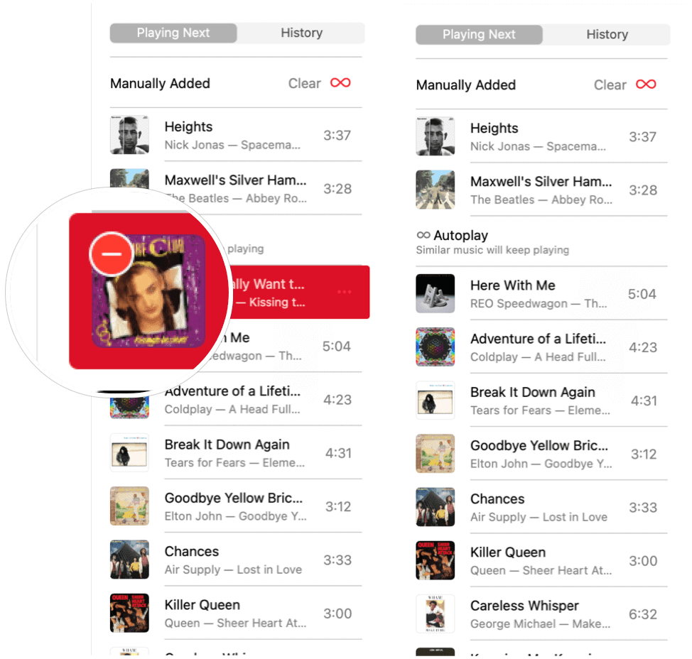 Apple Music Autoplay şarkıyı kaldır