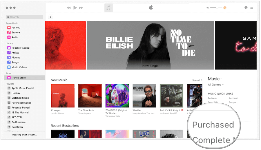 Mac'te satın alınan iTunes