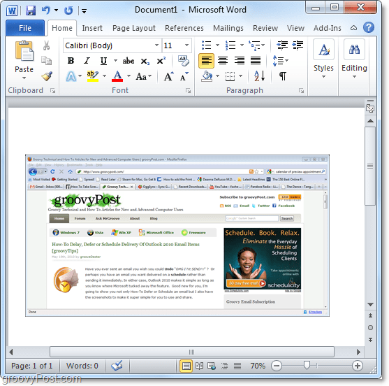 Office 2010'da ekran görüntüsü için kullanılabilir bir pencere kullanma