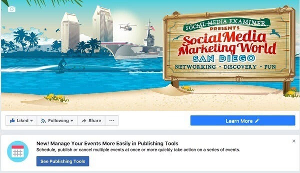 Facebook, Facebook Etkinliklerini Yayınlama Araçları içindeki bir Sayfadan yönetmeyi kolaylaştırır.