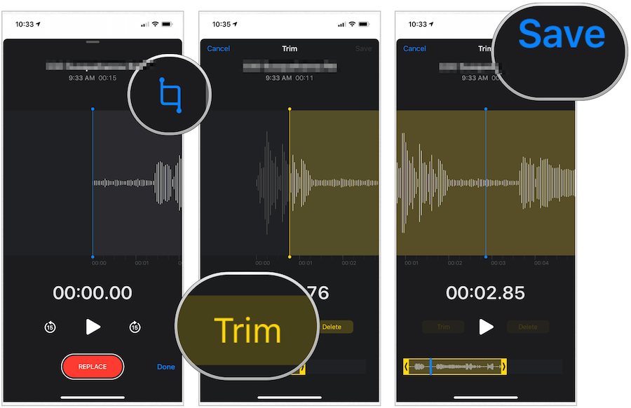 iPhone Sesli Notlar kırpma