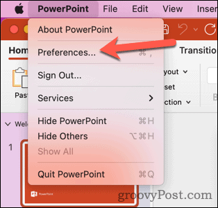 Mac PowerPoint tercihlerini aç