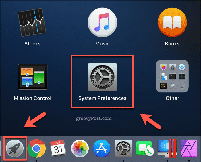 MacOS'ta Launchpad'den Sistem Tercihlerini Başlatma