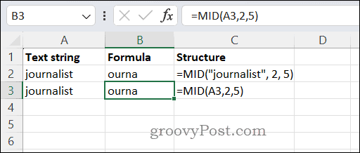 Excel'de MID işlevini kullanma