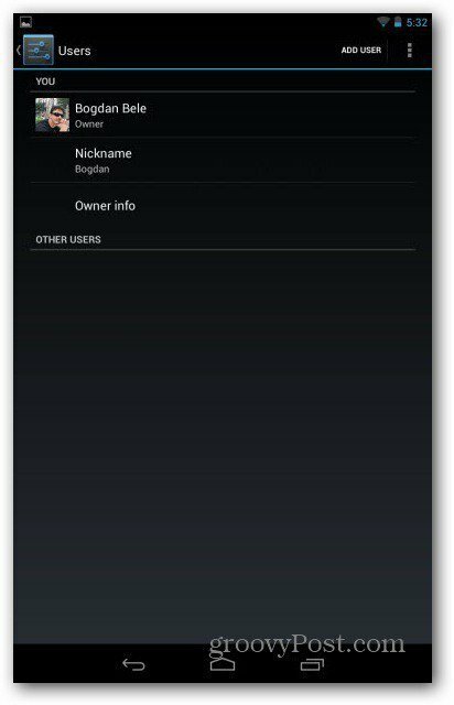 Nexus 7 kullanıcı hesapları kullanıcı ekle