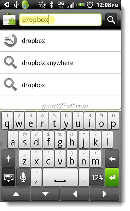 Android Dropbox arama uygulaması