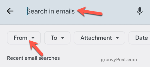 Mobil uygulamada e-posta ile Gmail e-postalarını arama