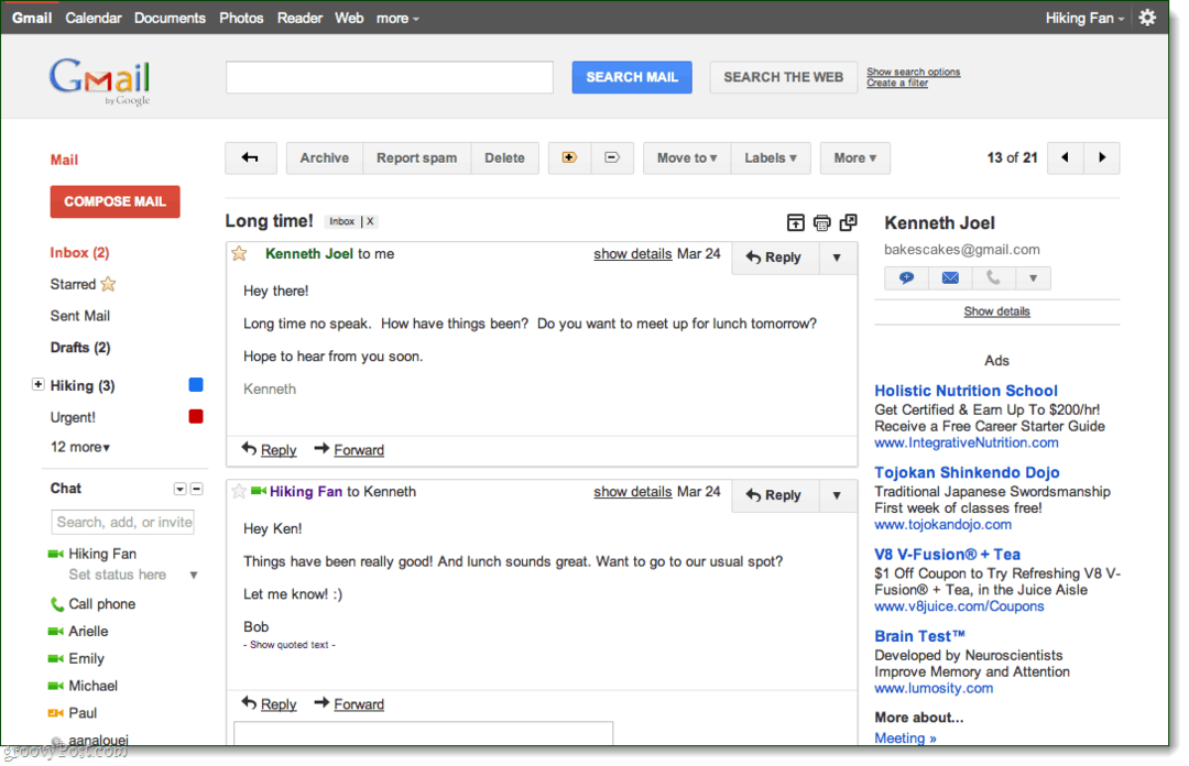 Gmail önizleme konuşma teması