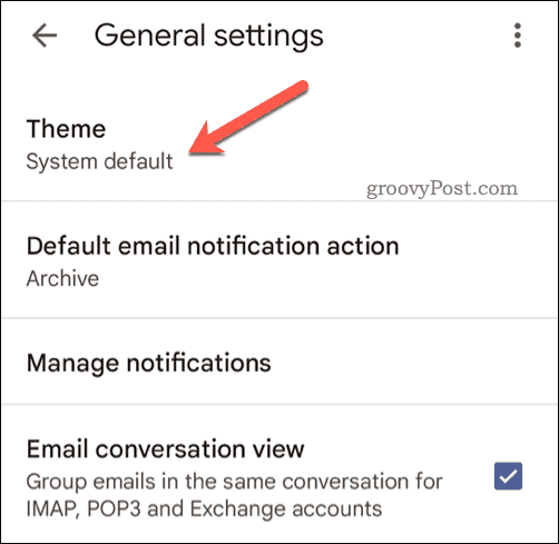 Gmail mobil temasını seçin