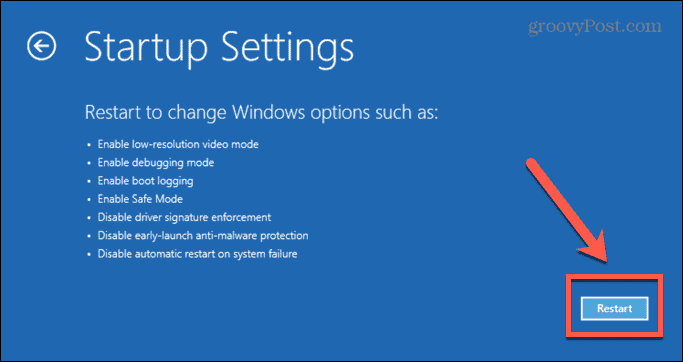 windows güvenli mod yeniden başlatma