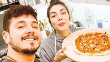 Hizmetçiler dizisi oyuncusu Deniz Baysal ile eşi evde pizza yaptı!