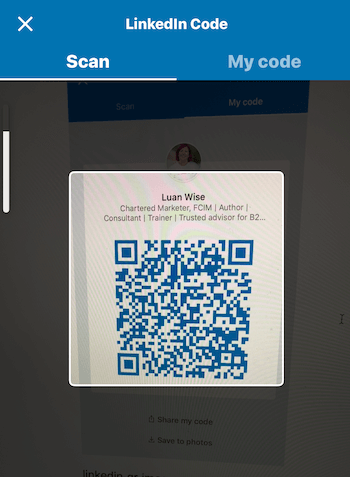 LinkedIn mobil uygulamasında kod ekranı