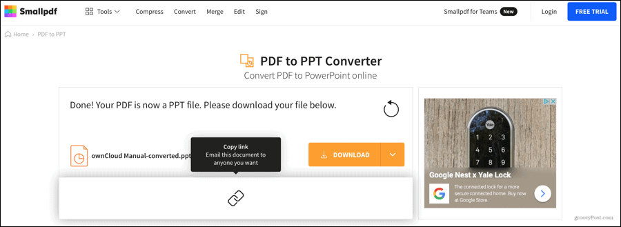 Smallpdf PDF'yi PowerPoint'e Dönüştürdü