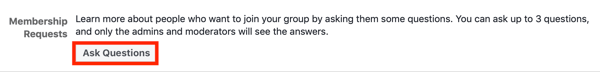 Facebook grup topluluğunuzu nasıl geliştirebilirsiniz, yeni üyelere soru sormak için Facebook grup üyeliği isteği ayarı örneği