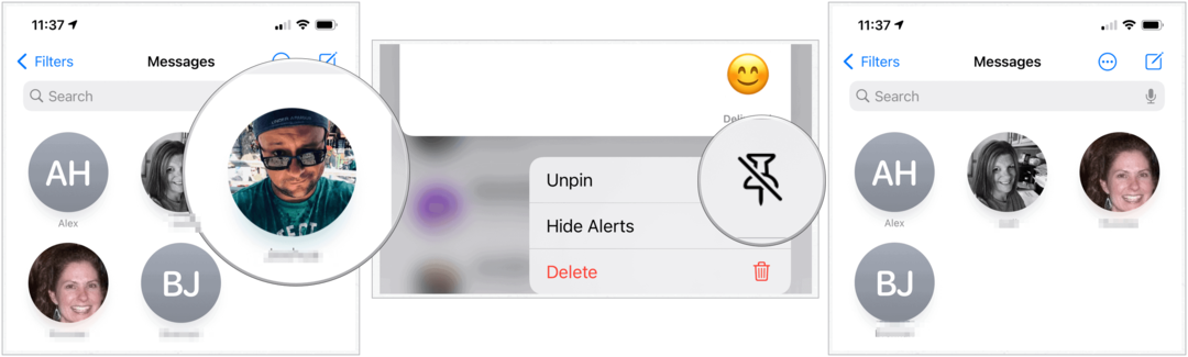 iOS 14 mesajların sabitlemesini kaldırma
