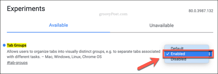 Chrome'da sekme gruplarını etkinleştirme