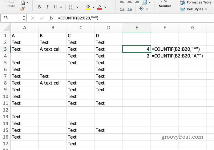 Excel'de COUNITF formülü