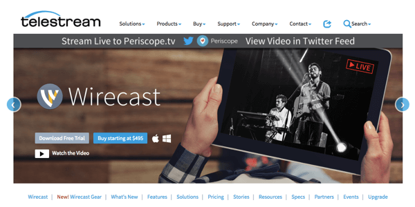 Wirecast, Facebook Live, Periscope ve YouTube'da yayın yapmanıza olanak tanır.