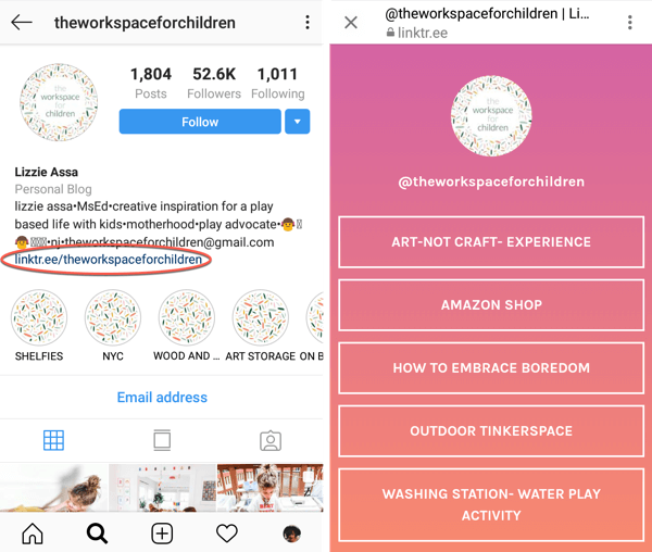Instagram bağlantısı nasıl eklenir veya paylaşılır, örnek 3.