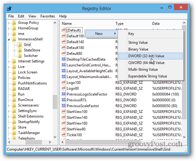 Windows 8 Kayıt Defteri Düzenleyicisi